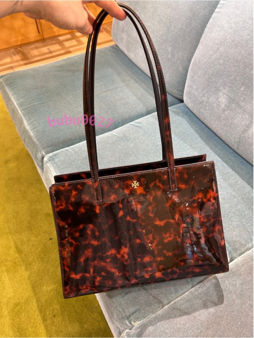 NWTš¢Tory Burch Emerson Tortoise Patent Leather Work Zip Tote 165968 Brown Jelly - Picture 3 of 10